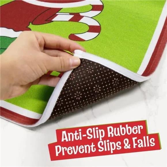 Set of 4 Grinch Decor Toilet Seat Cover and Rug for Indoor Home Red - Green